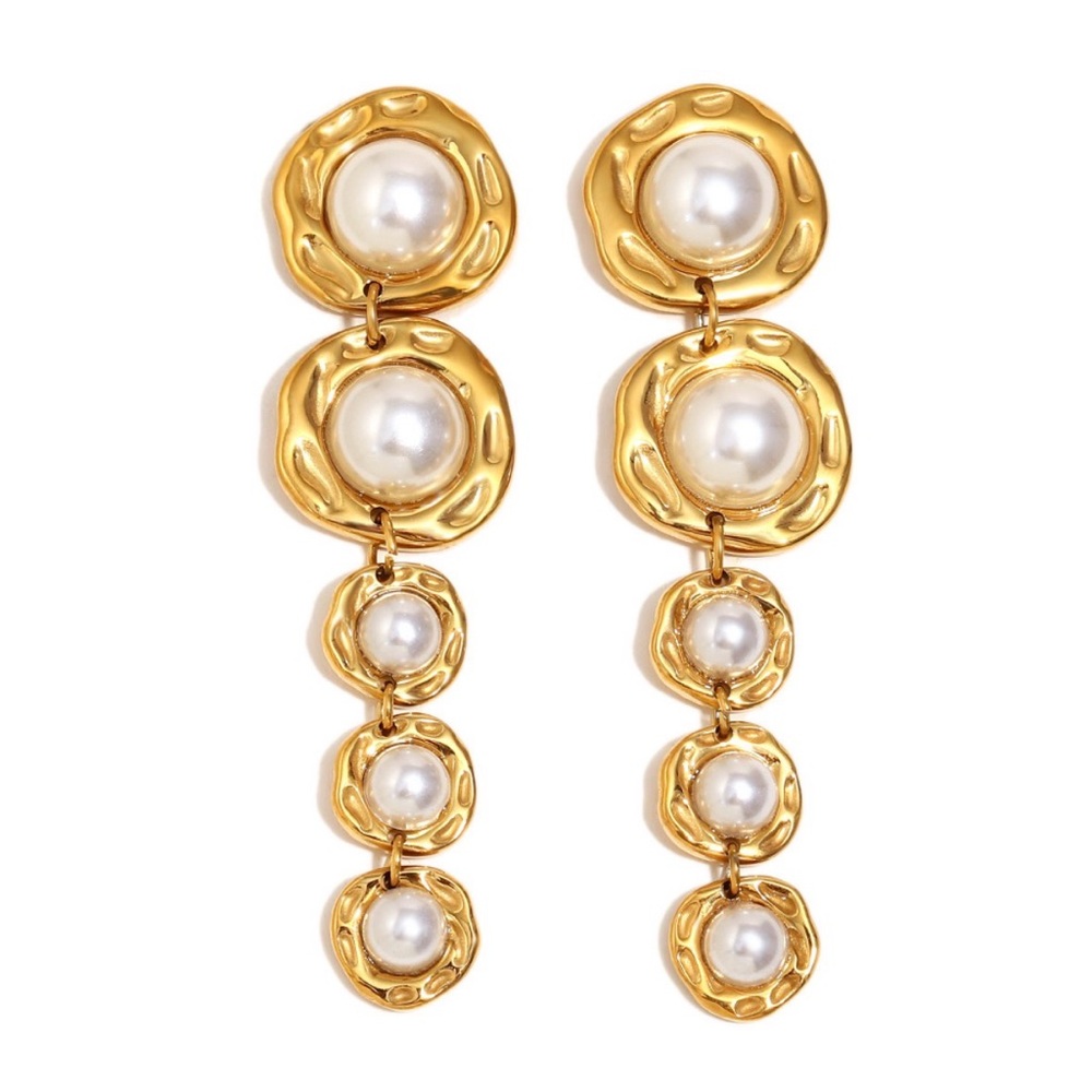 Pearl Varying Size Long Stud Earrings NWT